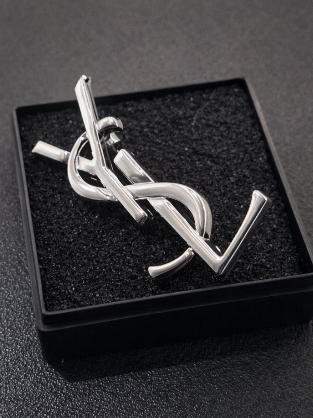 Vintage Silv Yves Saint Laurent YSL Brooch Employee Appreciation Lapel Pin Small